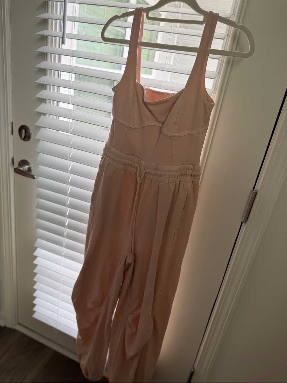 Free People Blush Pink Sleeveless Drawstring Waist Jumpsuit